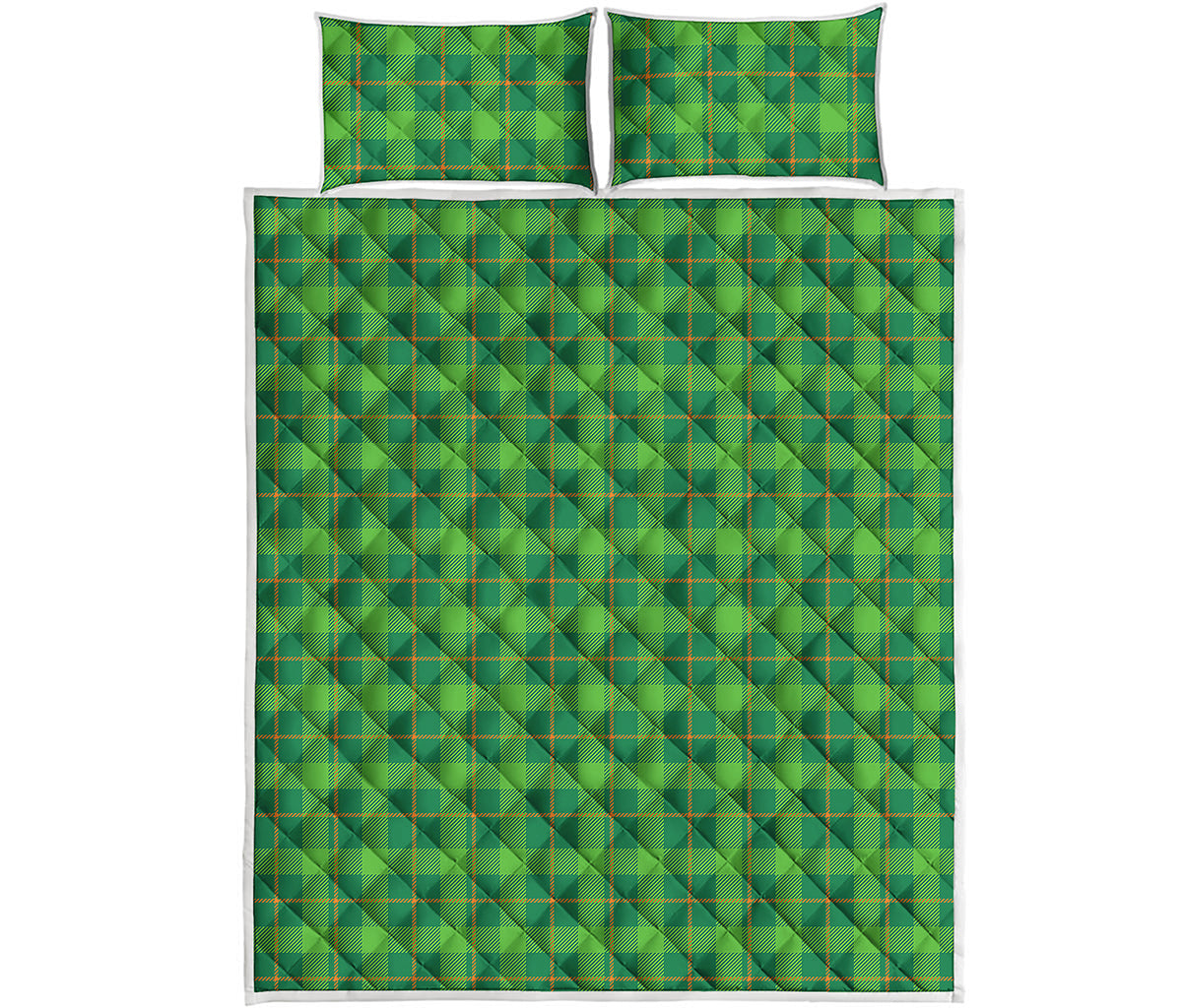 Shamrock Tartan St. Patrick's Day Print Quilt Bed Set