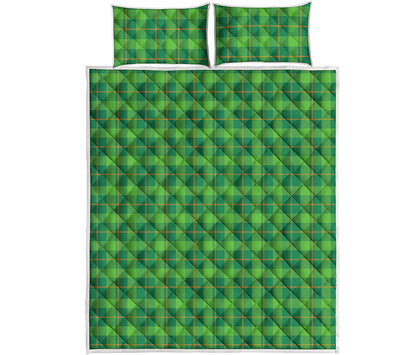 Shamrock Tartan St. Patrick's Day Print Quilt Bed Set