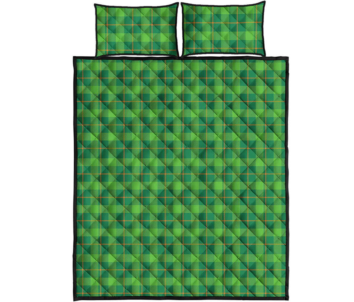 Shamrock Tartan St. Patrick's Day Print Quilt Bed Set