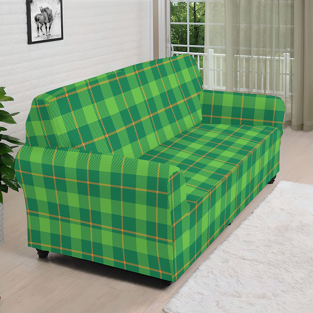 Shamrock Tartan St. Patrick's Day Print Sofa Cover