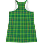 Shamrock Tartan St. Patrick's Day Print Women's Racerback Tank Top