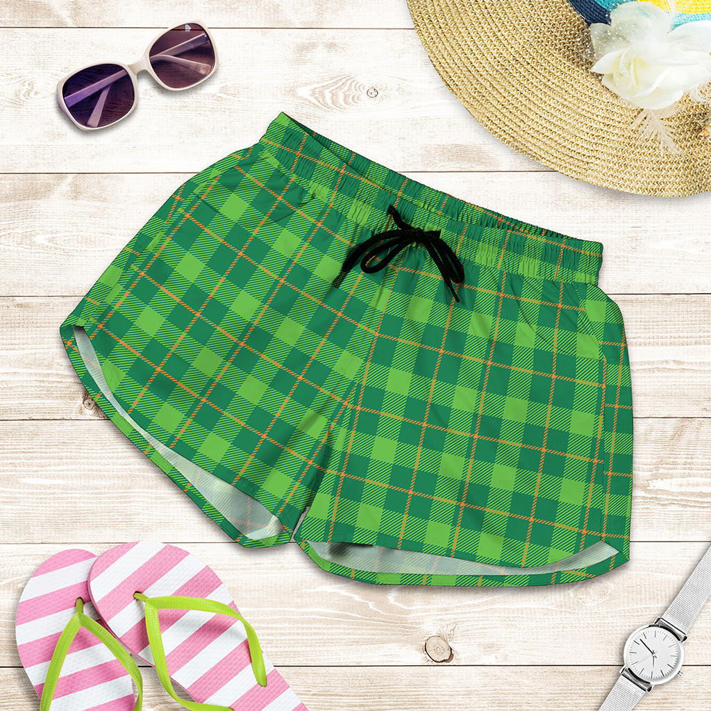 Shamrock Tartan St. Patrick's Day Print Women's Shorts