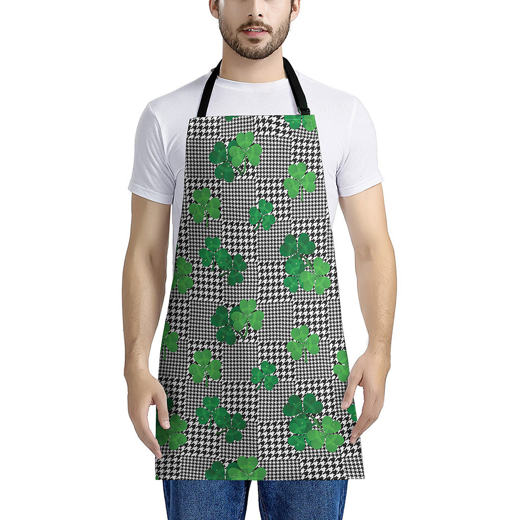 Shamrocks Houndstooth Pattern Print Apron
