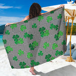 Shamrocks Houndstooth Pattern Print Beach Sarong Wrap
