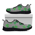Shamrocks Houndstooth Pattern Print Black Running Shoes