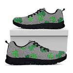Shamrocks Houndstooth Pattern Print Black Sneakers