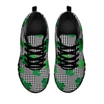 Shamrocks Houndstooth Pattern Print Black Sneakers