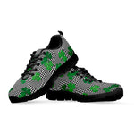 Shamrocks Houndstooth Pattern Print Black Sneakers