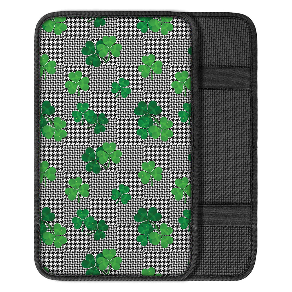 Shamrocks Houndstooth Pattern Print Car Center Console Cover