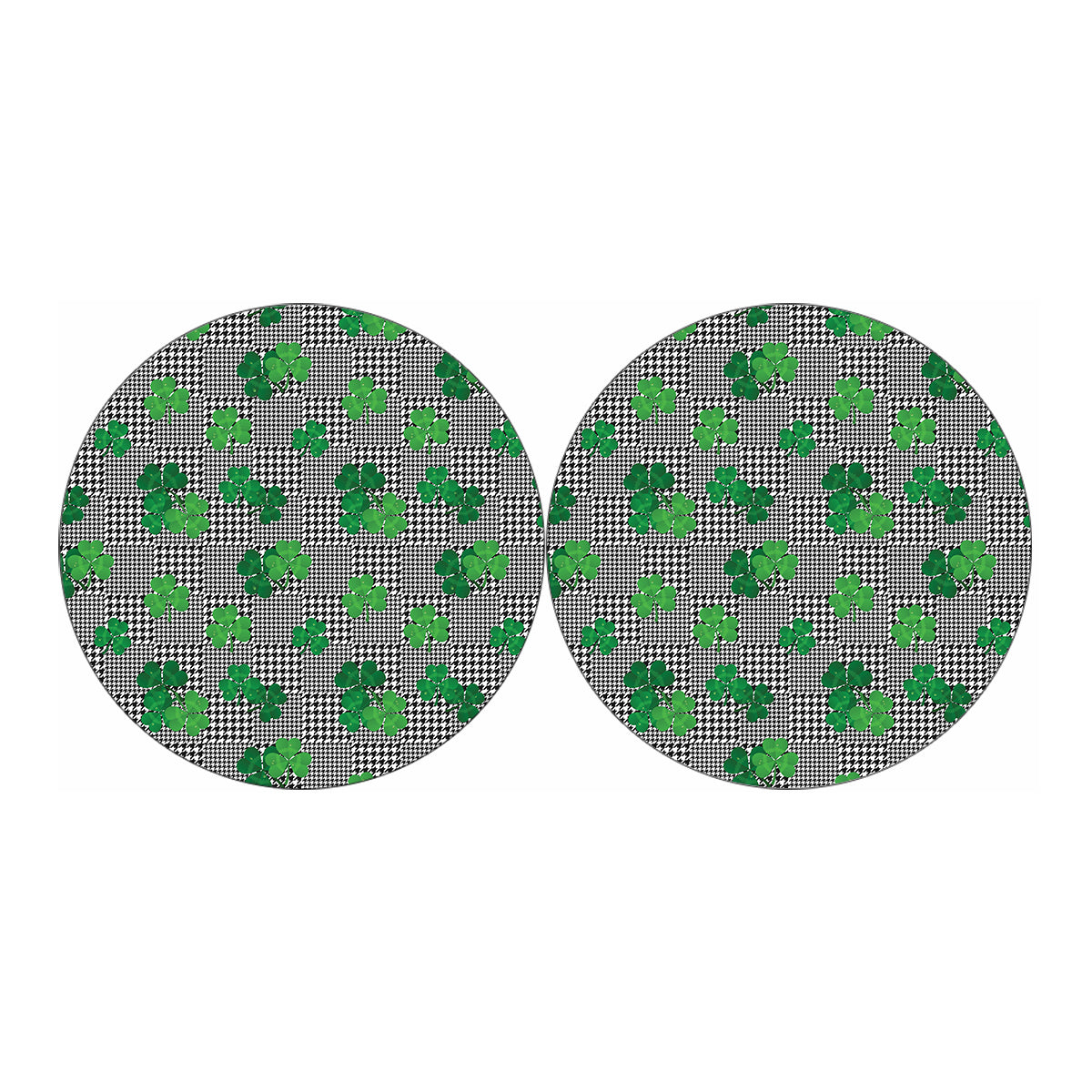 Shamrocks Houndstooth Pattern Print Car Coasters