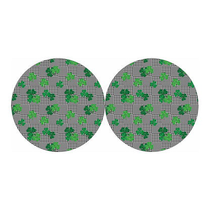Shamrocks Houndstooth Pattern Print Car Coasters