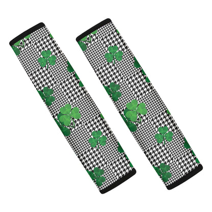 Shamrocks Houndstooth Pattern Print Car Seat Belt Covers