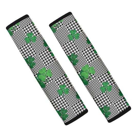 Shamrocks Houndstooth Pattern Print Car Seat Belt Covers