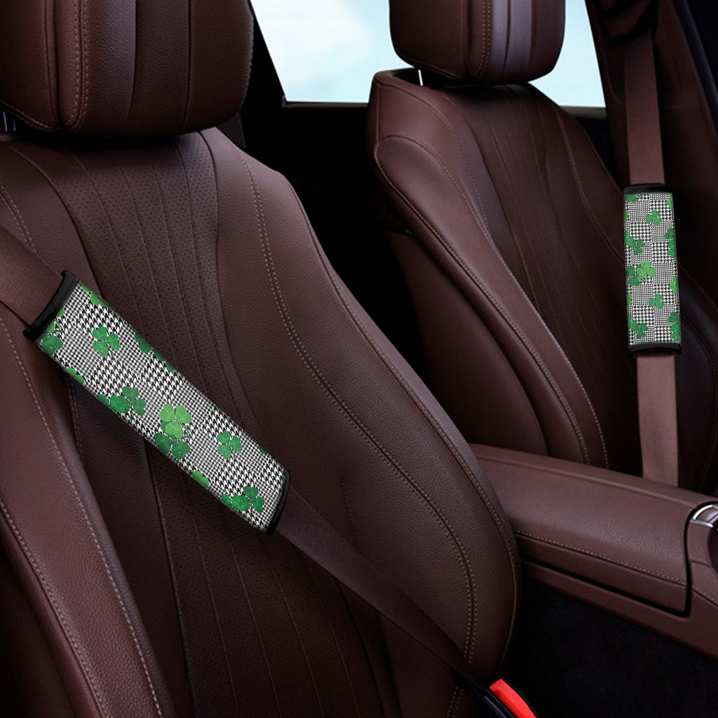 Shamrocks Houndstooth Pattern Print Car Seat Belt Covers