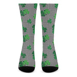 Shamrocks Houndstooth Pattern Print Crew Socks