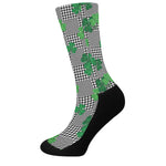 Shamrocks Houndstooth Pattern Print Crew Socks