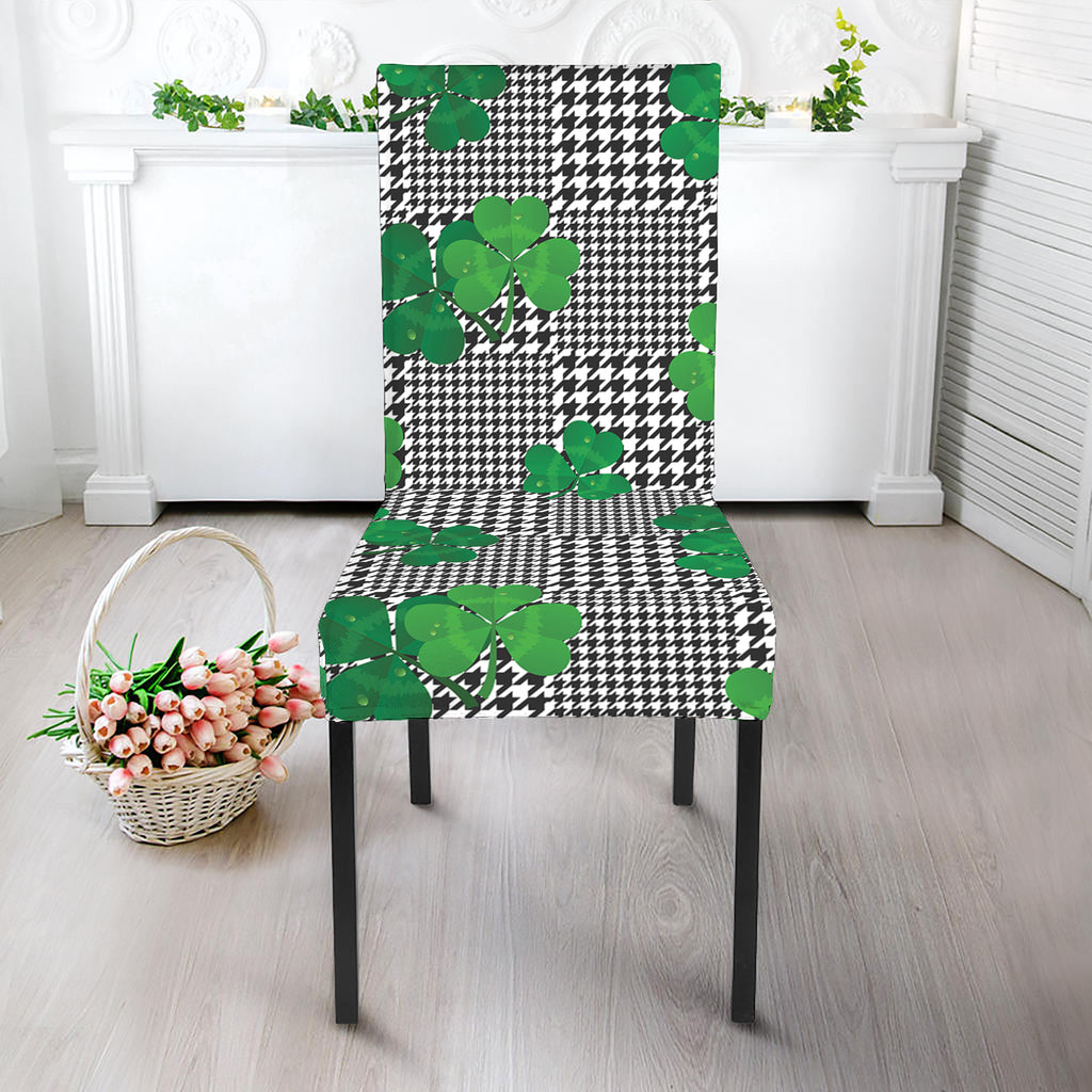 Shamrocks Houndstooth Pattern Print Dining Chair Slipcover