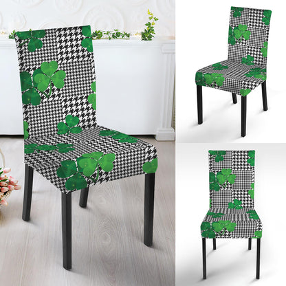 Shamrocks Houndstooth Pattern Print Dining Chair Slipcover