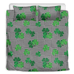 Shamrocks Houndstooth Pattern Print Duvet Cover Bedding Set