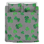 Shamrocks Houndstooth Pattern Print Duvet Cover Bedding Set