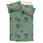 Shamrocks Houndstooth Pattern Print Duvet Cover Bedding Set