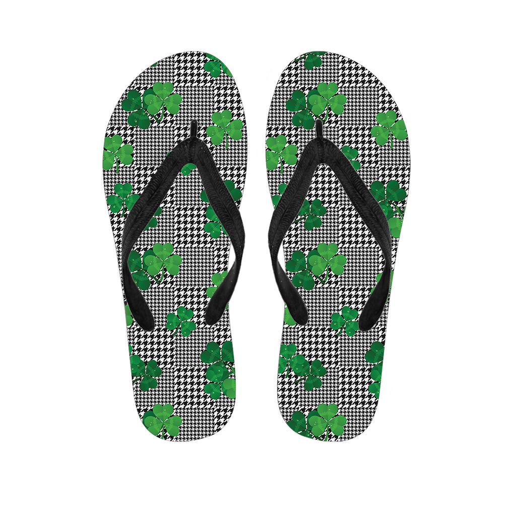 Shamrocks Houndstooth Pattern Print Flip Flops