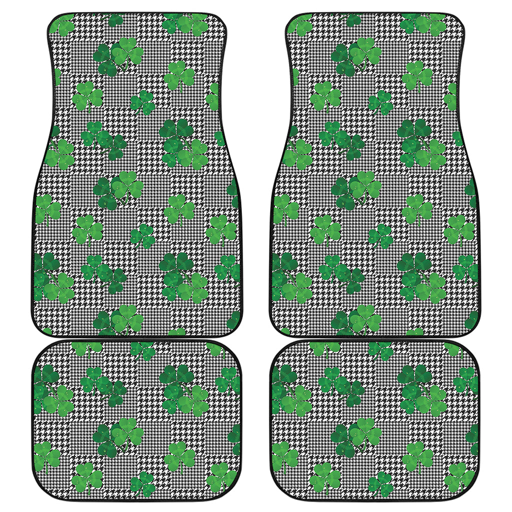 Shamrocks Houndstooth Pattern Print Front and Back Car Floor Mats
