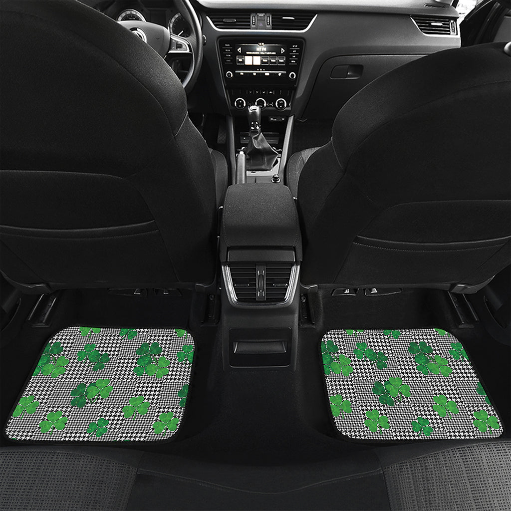Shamrocks Houndstooth Pattern Print Front and Back Car Floor Mats