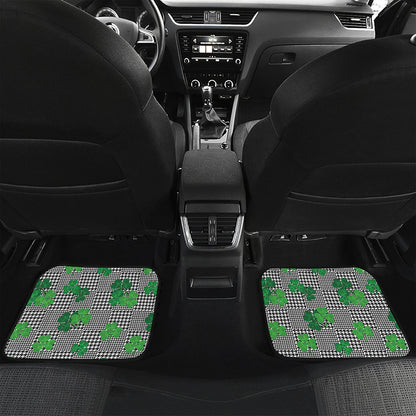 Shamrocks Houndstooth Pattern Print Front and Back Car Floor Mats