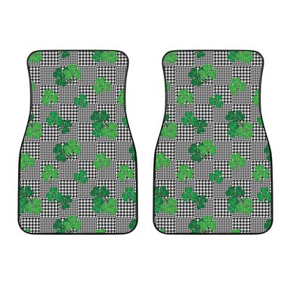Shamrocks Houndstooth Pattern Print Front Car Floor Mats