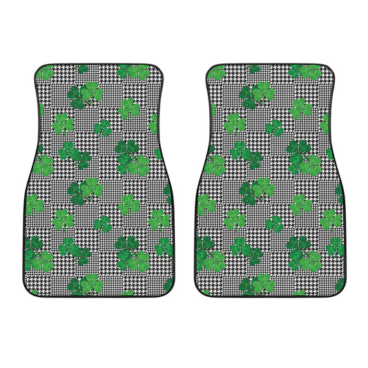 Shamrocks Houndstooth Pattern Print Front Car Floor Mats