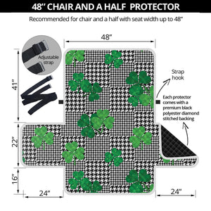 Shamrocks Houndstooth Pattern Print Half Sofa Protector