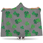Shamrocks Houndstooth Pattern Print Hooded Blanket