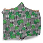 Shamrocks Houndstooth Pattern Print Hooded Blanket