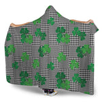 Shamrocks Houndstooth Pattern Print Hooded Blanket