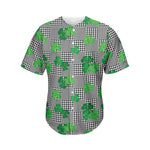 Shamrocks Houndstooth Pattern Print Men's Baseball Jersey