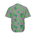 Shamrocks Houndstooth Pattern Print Men's Baseball Jersey
