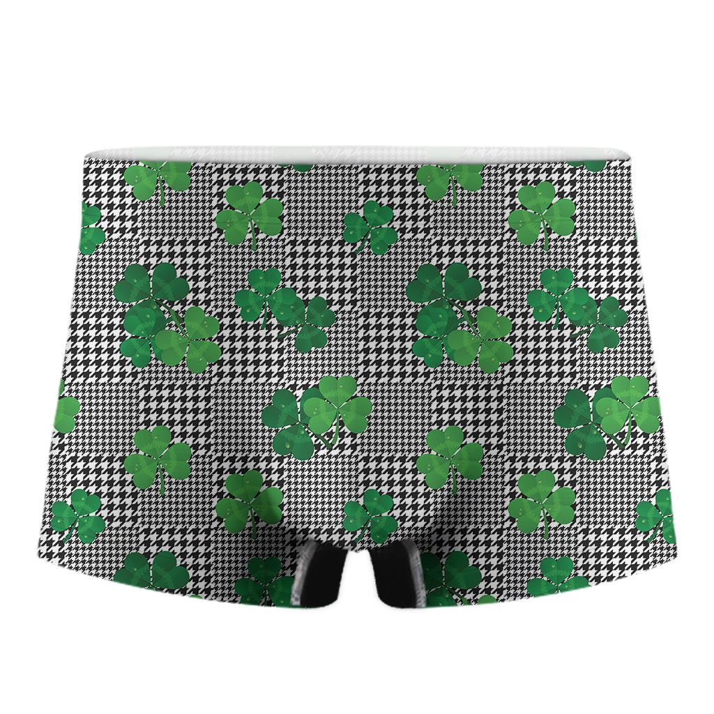 Shamrocks Houndstooth Pattern Print Men's Boxer Briefs