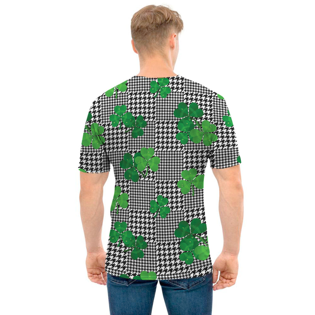 Shamrocks Houndstooth Pattern Print Men's T-Shirt