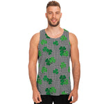 Shamrocks Houndstooth Pattern Print Men's Tank Top