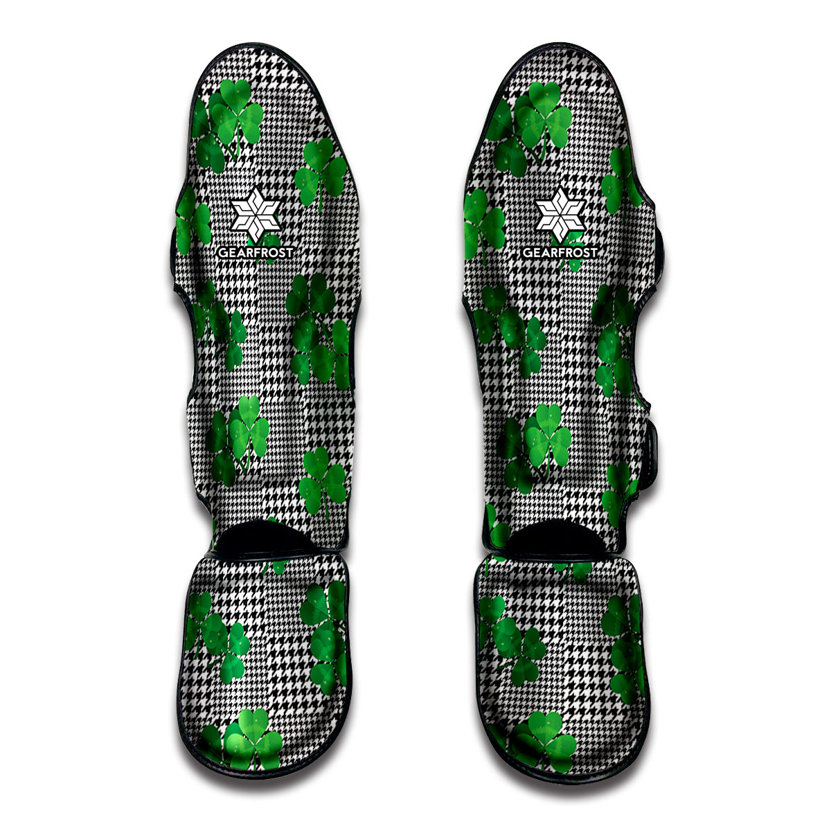 Shamrocks Houndstooth Pattern Print Muay Thai Shin Guard