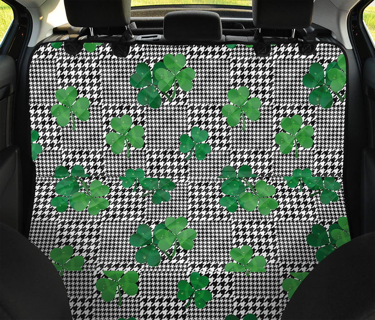 Shamrocks Houndstooth Pattern Print Pet Car Back Seat Cover