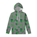 Shamrocks Houndstooth Pattern Print Pullover Hoodie