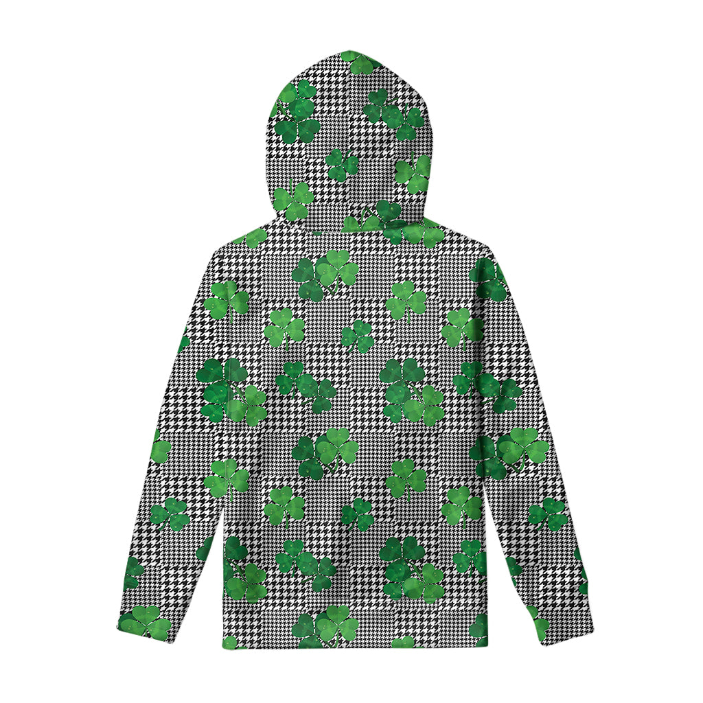 Shamrocks Houndstooth Pattern Print Pullover Hoodie