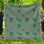 Shamrocks Houndstooth Pattern Print Quilt
