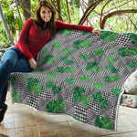 Shamrocks Houndstooth Pattern Print Quilt