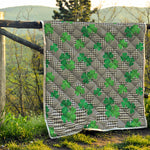 Shamrocks Houndstooth Pattern Print Quilt