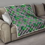 Shamrocks Houndstooth Pattern Print Quilt