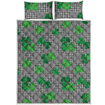 Shamrocks Houndstooth Pattern Print Quilt Bed Set