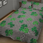 Shamrocks Houndstooth Pattern Print Quilt Bed Set